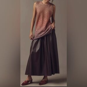ANTHROPOLOGIE Longline Cashmere Metallic Ombre Sleeveless Sweater Size M